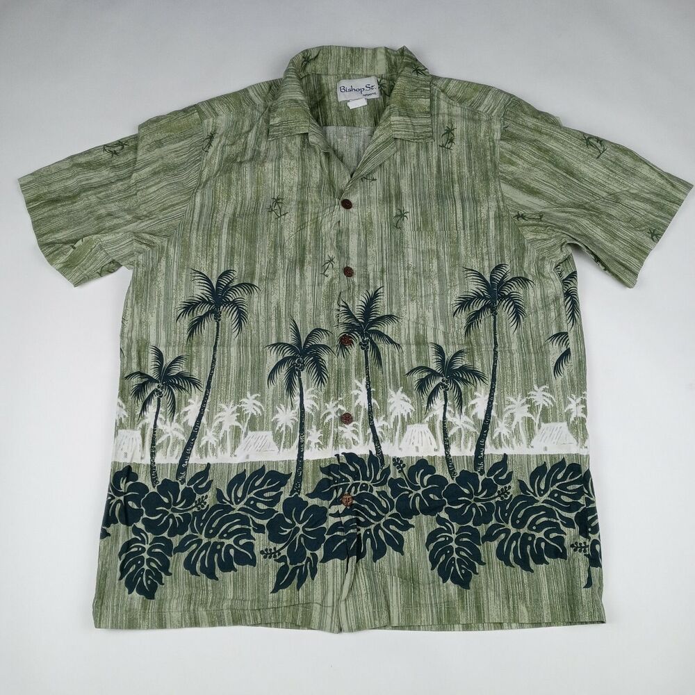 Bishop St. Apparel Hawaiian Shirt Made in Hawaii Men's Large Vintage Tropical
